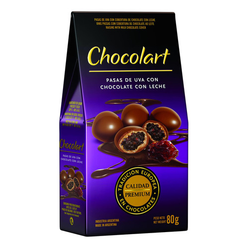 Chocolart Pasas De Uva Con Chocolate Con Leche 80g