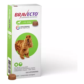 Bravecto Antipulgas E Carrapatos Cães De 10 A 20kg + Brinde