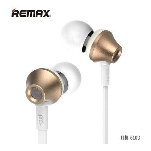 Audifonos Manos Libres Micrófono Hd Metalicos Remax Rm-610d Color Dorado