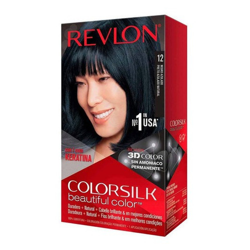 Kit Tintura Revlon  Colorsilk beautiful color™ tono 12 negro azulado para cabello