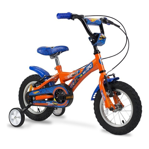 Bicicleta Rodado 12 Hotwheels Para Nene Rayos Metalicos