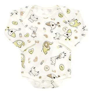 Body Bebê Manga Longa Creme Safari Baby (rn/p/m/g)- Top Chot