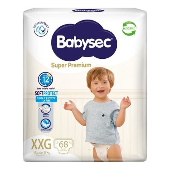 Pañales Babysec Super Premium Talle Xxg 68 Uds.