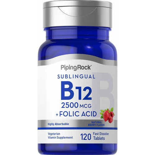Vitamina B12 + Ac.fólico 2500/400 Mcg X 120 Caps.piping Rock Sabor Neutro
