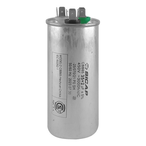 Capacitor Doble Dual Aire Acondicionado 35 + 2 Uf Metálico