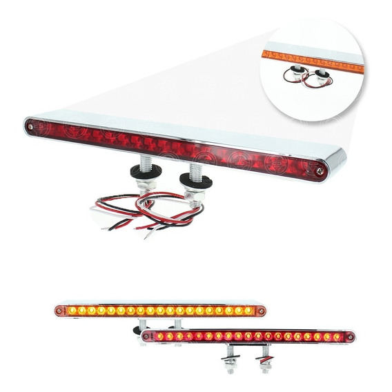 Plafon Luz Direccional 38 Led Rojo Ambar Cromado Camion F1