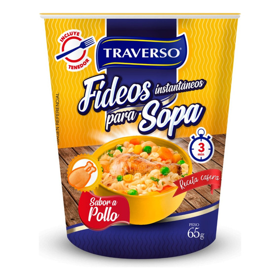 Sopa De Noodle Instantánea Traverso - Sabor Pollo 65g