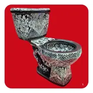 Wc Sanitario Taza + Tanque Cerámica Tipo Talavera Negro M5