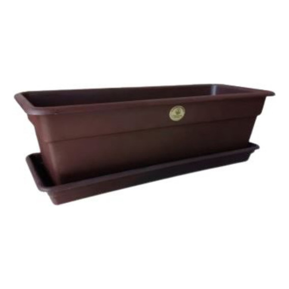 Maceta Jardinera Grande De Plástico # 3 Con Plato Base 60cm Color Chocolate