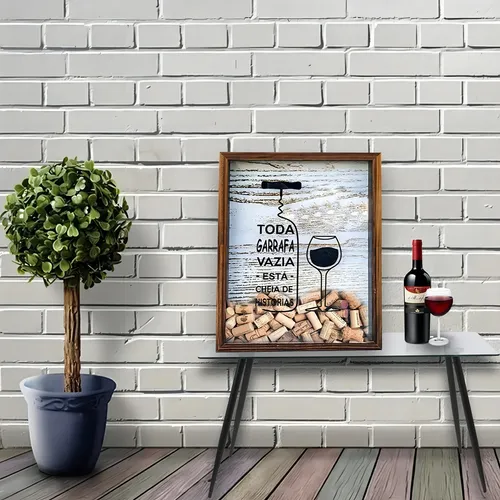 Quadro Porta Rolhas Vinhos Grande Madeira Tampa Com Vidro Cor Porta rolha  com passar do Vinhos os anos ficam melhores | MercadoLivre