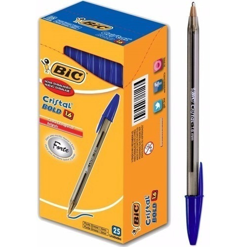 Boligrafo Bic Cristal Bold 1.6 Mm Intenso Color Azul X 25 Un Color Del Exterior Trasparente