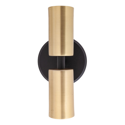 Aplique 2 Luces Negro Dorado Zunko Fijo Apto Led 