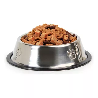 Plato Acero Inox 15 Cm Con Goma Antideslizante Perro Gato 