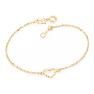 Pulseira Coração Vazado Folheado Ouro 18k Rommanel 551674 Comprimento 19 Cm Cor Dourado