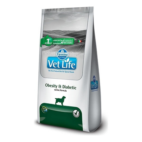 Alimento Vet Life Natural Canine Obesity & Diabetic para perro adulto todos los tamaños sabor mix en bolsa de 10.1kg