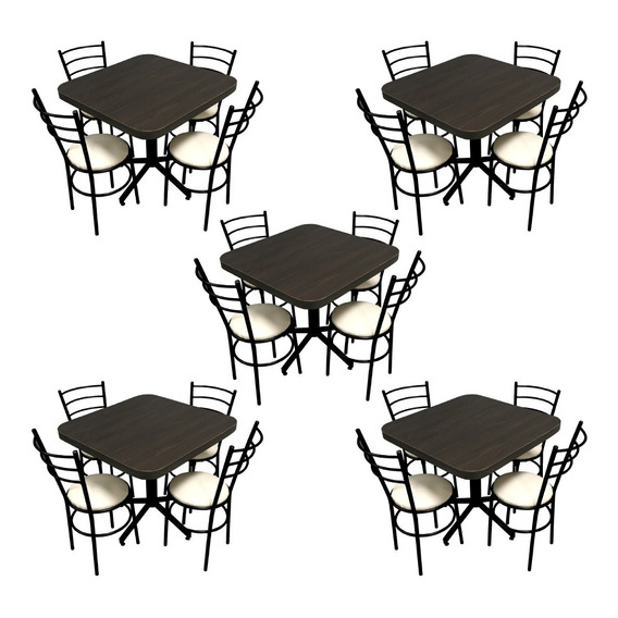 Mesa Y Sillas Para Restaurante Bar Cocina Cafetería 5 Pzas Color A Elegir Después De la Compra Diseño de la tela de las sillas Liso