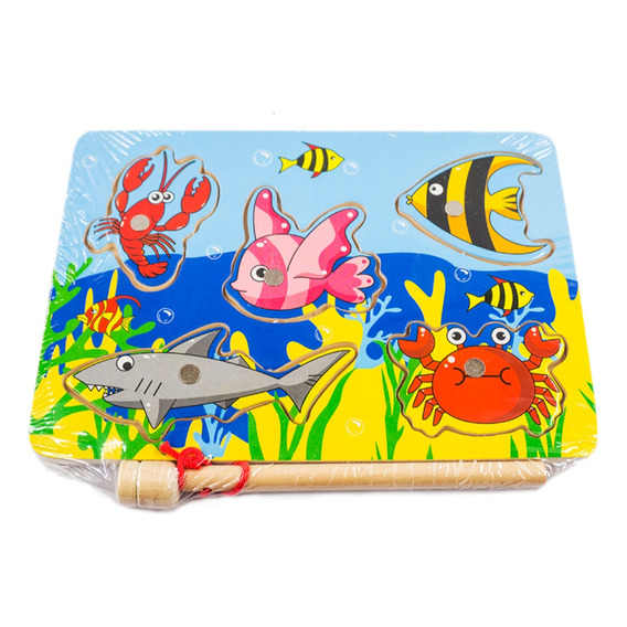 Juego De Pesca Tipo Puzzle De Madera Con Iman Infantil