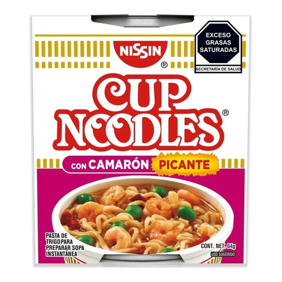 Sopa Instantánea Nissin Cup Noodles Camarón Picante 64 Gr