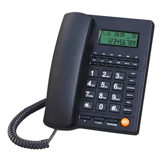 Telefono Fijo Escritorio Alambrico Pantalla Lcd L019 Color Negro