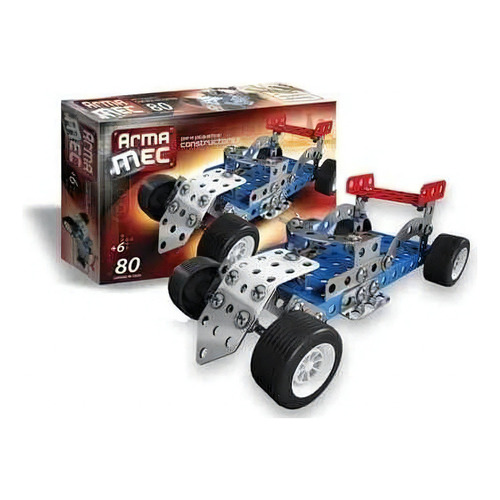 Set De Construccion De Metal Arma Mec Caja 80 Piezas Auto 