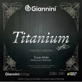 Encordoamento Cordas Violão Nylon Média Titanium Giannini