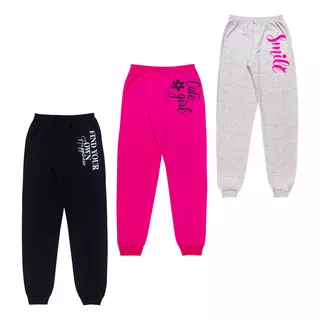 Kit 3 Calça Moletom Infantil Juvenil Meninas Roupas Inverno