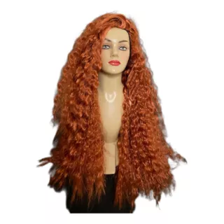 Peruca Wig Merida Cosplay Ruiva Cacheada Longa Premium