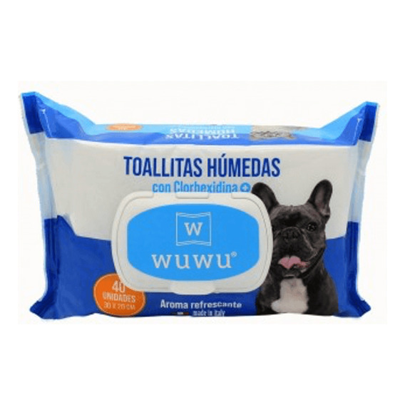 Wuwu® Toallas Húmedas Con Clorehexidina 40 Un. Para Mascotas
