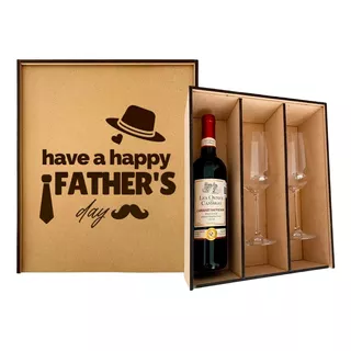 Caja Madera Mdf Botella Vino Y 2copas C/grabad S/bot S/copas