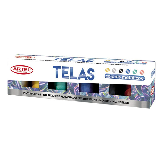 Set Artel  6 Pinturas Para Tela Metálicas 15 Ml