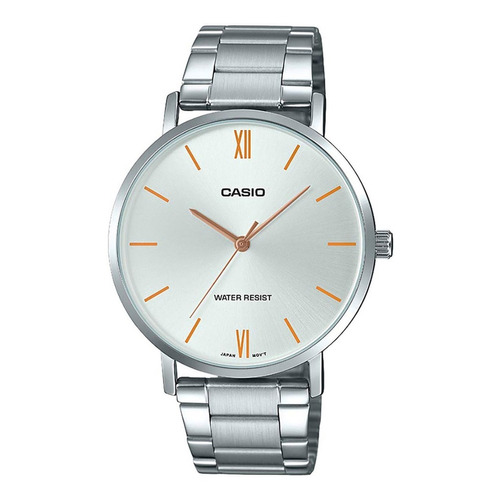 Reloj pulsera Casio MTP-VT01 con correa de acero inoxidable color plateado