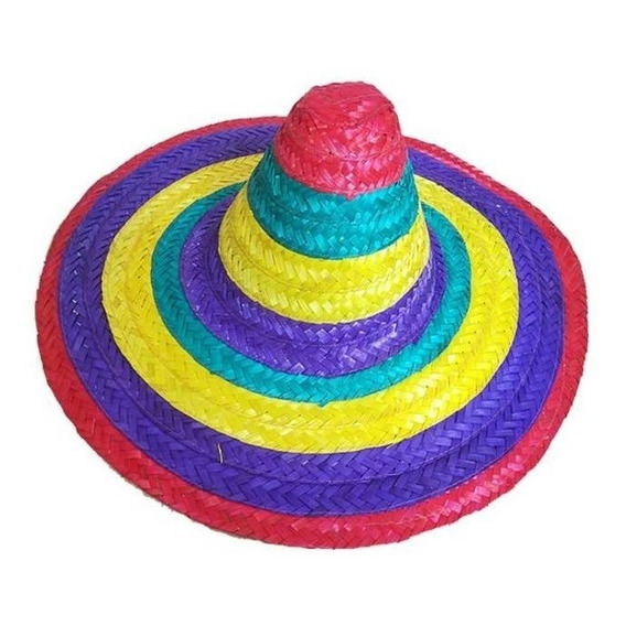 Sombrero De Paja Mexicano Colores Fiesta Mexicana