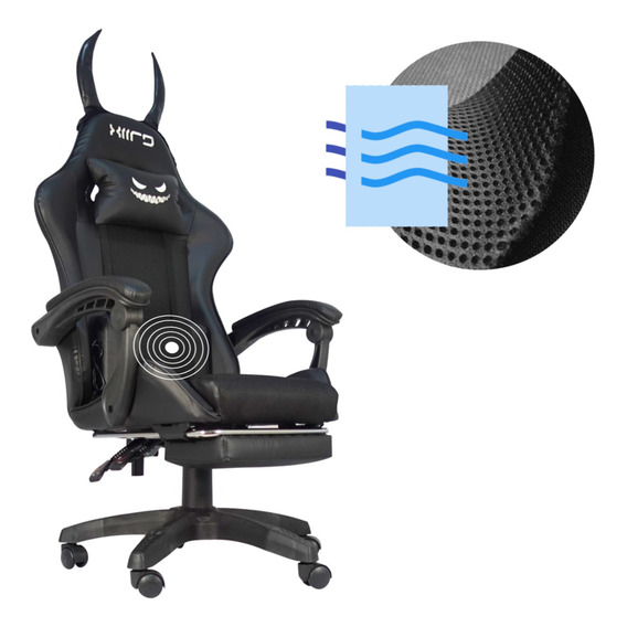 Silla Gamer Reclinable Con Orejas Ergonómica Tela Respirable