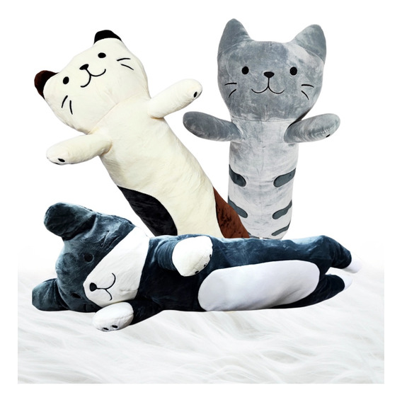 Cojín Gatito Peluche Felpa Gato Kawaii Abrazable 70cm Almoha