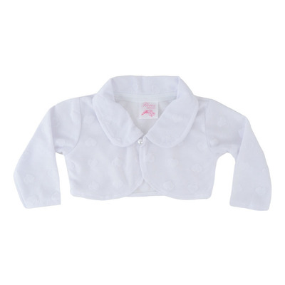 Casaco Infantil Feminino Flores Corações Branco