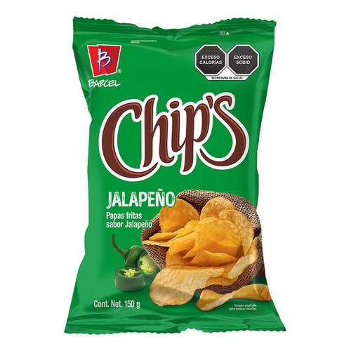 3 Pack Papas Fritas Jalapeño Chips Barcel 150