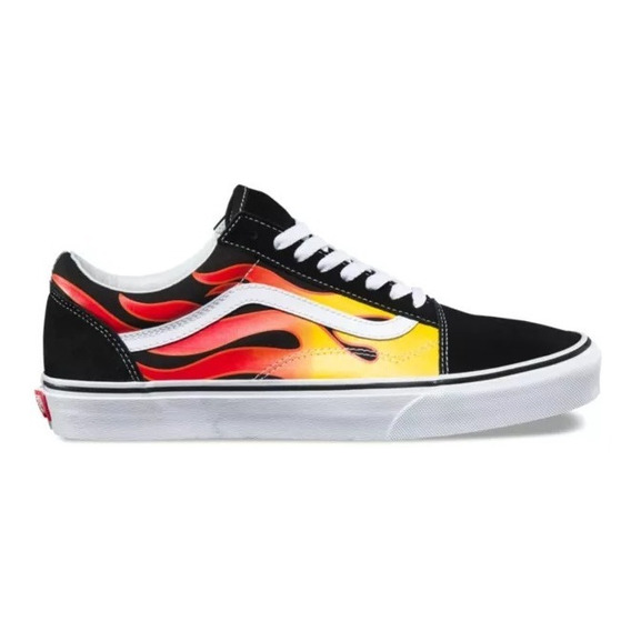 Tenis Vans Old Skool Flames Classic Negro Flamas Urban Beach