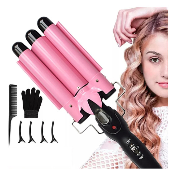 BIGVIEW Waflera Para Cabello Tenazas Rizadoras Ferros Enchinadora color Rosa 110V