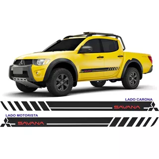 Adesivos L200 Savana 4x4 Faixa Lateral Par 2013 A 2022