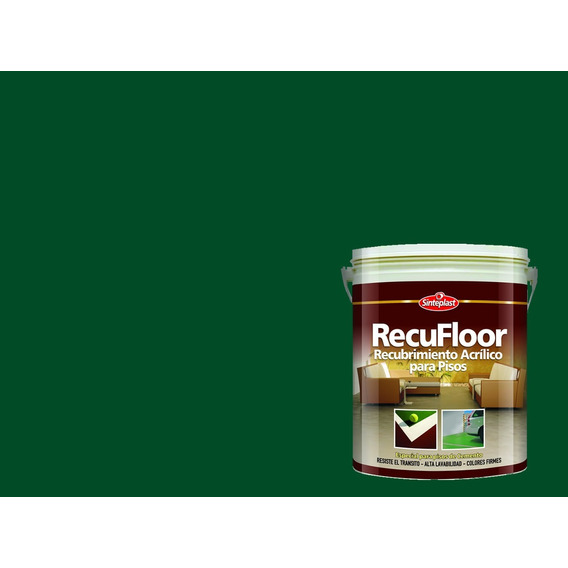 Recufloor Recubrimiento Acrilico Pisos 20 Lt Sinteplast Acabado Mate Color Verde