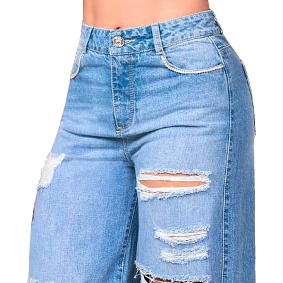 Jeans Frida Mom Fit Pantalon Wide Leg Mujer 