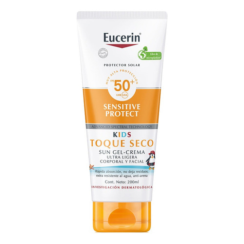 Protector Solar Eucerin Sun Kids Toque Seco Gel Crema 200ml