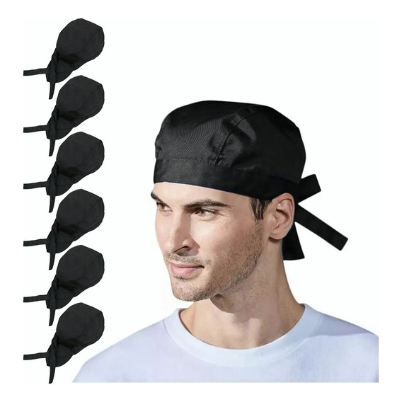 6pzs Gorro Cofia Para Chef Cocinero Estilo Turbante Unisex