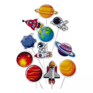 Topper Para Cupcackes Personalizados X 12 Astronauta Espacio