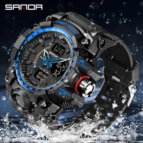 Reloj Sanda 3132, Reloj Militar Impermeable De 50 M Color Del Fondo Negro