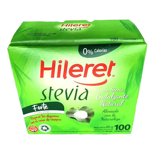 Hileret Stevia Endulzante Natural En Polvo Sobres X 100