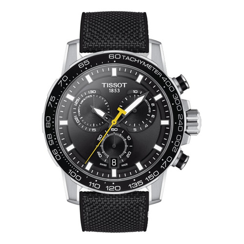 Reloj pulsera Tissot Supersport Chrono con correa de cuero color negro