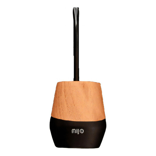 Mate Diseño Mijo De Madera Caldén Con Bombilla Incluida Color Negro