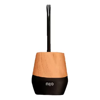 Mate Diseño Mijo De Madera Caldén Con Bombilla Incluida Color Negro