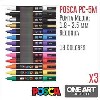 Marcador De Pintura Uni Posca Pc 5m Pta Redonda 1.8-2.5mm X3